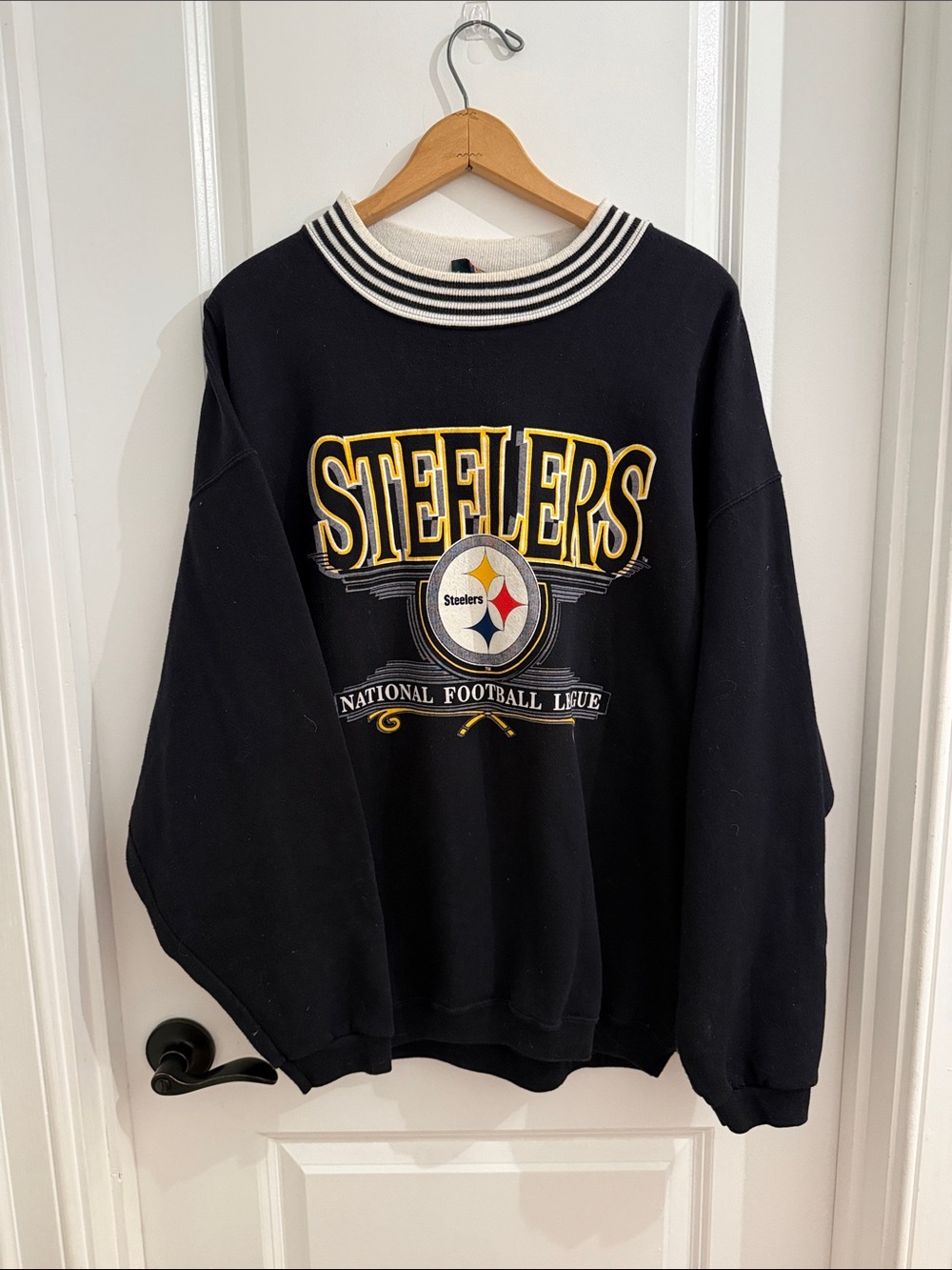VINTAGE Pittsburgh Steelers Black Crewneck Sweatshirt with Yellow Logo